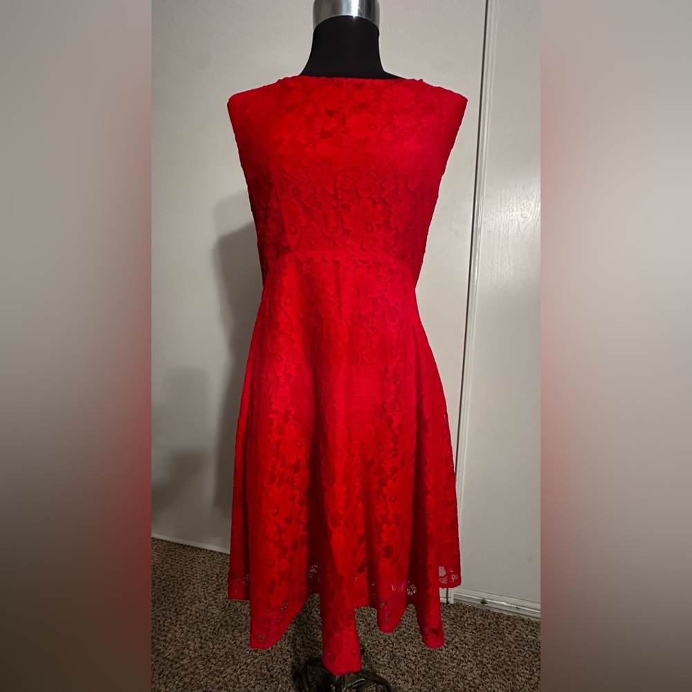 French Connection Strapless Red Lace Dress